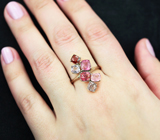 Серебряное кольцо с разноцветными шпинелями 4,57 карата Серебро 925