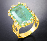 Эксклюзив! Золотое кольцо с крупным параиба турмалином 11,54 карата и бриллиантами
