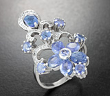 Великолепное серебряное кольцо с танзанитами Серебро 925
