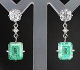 Серьги с изумрудами 5,2 карата и муассанитами 2,75 карата Золото