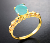 Золотое кольцо с пронзительно-ярким параиба турмалином 1,25 карата и бриллиантами Золото