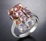 Серебряное кольцо с разноцветными шпинелями 7,3 карата Серебро 925