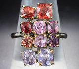 Серебряное кольцо с разноцветными шпинелями 7,3 карата Серебро 925