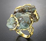 Эксклюзив! Массивное золотое кольцо с крупной друзой кристаллов александрита и хризоберилла 71,21 карата, и бриллиантами