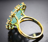 Эксклюзив! Золотое кольцо с уникальным параиба турмалинами 8+ карата, малыми турмалинами 3,21 карата и бриллиантами Золото