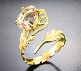 Золотое кольцо с чистейшим персиковым морганитом 2,83 карата