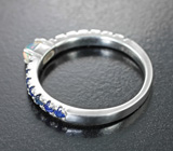 Превосходное серебряное кольцо с кристаллическим эфиопским опалом и сапфирами Серебро 925