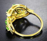 Изысканное серебряное кольцо с диопсидами Серебро 925