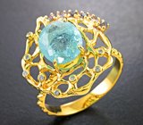 Золотое кольцо с параиба турмалином 2,67 карата, гранатами со сменой цвета и бриллиантами Золото
