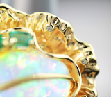 Эксклюзив! Золотое кольцо с потрясающим опалом 27,76 карата, насыщенными уральскими изумрудами, рубиновыми шпинелями и бриллиантами Золото