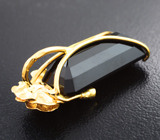 Золотой кулон с ограненным шерлом глубокого черного цвета 12,14 карата