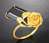 Золотое кольцо с ограненным шерлом глубокого черного цвета 11,71 карата Золото