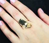 Золотое кольцо с ограненным шерлом глубокого черного цвета 11,71 карата Золото
