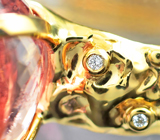 Золотое кольцо с ярким падпараджа турмалином 9,05 карата и бриллиантами Золото