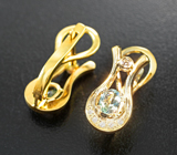 Золотые серьги с яркими уральскими александритами высокой чистоты 0,73 карата и бриллиантами Золото
