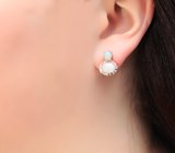 Превосходные серебряные серьги с кристаллическими эфиопскими опалами и бесцветными топазами