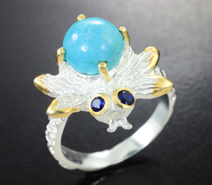 Серебряное кольцо с бирюзой 2,4 карата