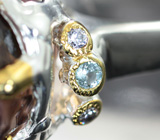 Серебряное кольцо с аметрином 14,9 карата и голубыми топазами Серебро 925