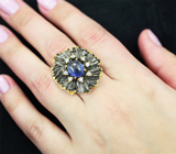 Серебряное кольцо с ярким синим сапфиром 2,96 карата Серебро 925