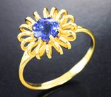 Золотое кольцо с ярким сине-фиолетовым танзанитом 0,86 карата