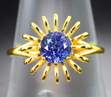 Золотое кольцо с ярким сине-фиолетовым танзанитом 0,86 карата Золото