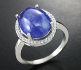 Серебряное кольцо с крупным ярким танзанитом