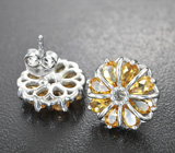 Замечательные серебряные серьги с цитринами Серебро 925