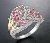 Ажурное серебряное кольцо с розовыми турмалинами Серебро 925