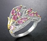 Ажурное серебряное кольцо с розовыми турмалинами