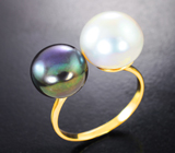 Разъемное золотое кольцо с цветным жемчугом 17,69 карата