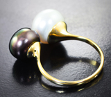 Разъемное золотое кольцо с цветным жемчугом 17,69 карата Золото