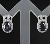 Серебряные серьги с насыщенно-синими сапфирами