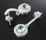 Стильные серебряные серьги с зелеными аметистами