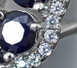 Роскошное серебряное кольцо с кристаллическим эфиопским опалом и насыщенно-синими сапфирами Серебро 925