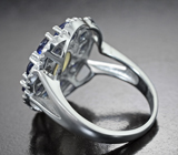 Роскошное серебряное кольцо с кристаллическим эфиопским опалом и насыщенно-синими сапфирами Серебро 925