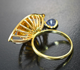 Кольцо с гелиодором 3,46 карата, синим сапфиром и бриллиантами Золото