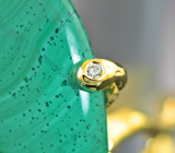 Золотое кольцо с уральским малахитом 29,86 карата и бриллиантами