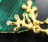 Золотые серьги с насыщенным контрастным уральским малахитом 26,46 карата и бриллиантами Золото