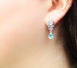 Превосходные серебряные серьги с голубыми топазами и танзанитами