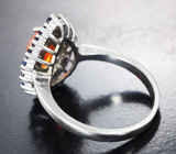 Великолепное серебряное кольцо с ограненным опалом и синими сапфирами Серебро 925