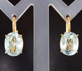 Золотые серьги с яркими аквамаринами 8,84 карата