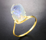 Золотое кольцо с резным лунным камнем 7,93 карата