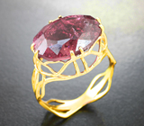 Золотое кольцо с крупным вишневым рубеллитом турмалином 7,39 карата