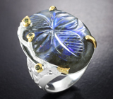 Серебряное кольцо с резным лабрадоритом 29,79 карата Серебро 925