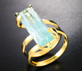Золотое кольцо с крупным аквамарином редкой огранки 5,88 карата