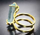 Золотое кольцо с крупным аквамарином редкой огранки 5,88 карата