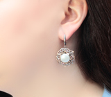 Серебряные серьги с жемчугом и аметистами