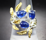 Серебряное кольцо с ярко-синими сапфирами и голубыми топазами Серебро 925