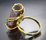 Золотое кольцо с редким мексиканским огненным агатом радужной опалесценции и бриллиантами Золото