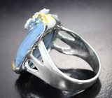 Серебряное кольцо с голубым перуанским опалом 14 карата и топазами Серебро 925